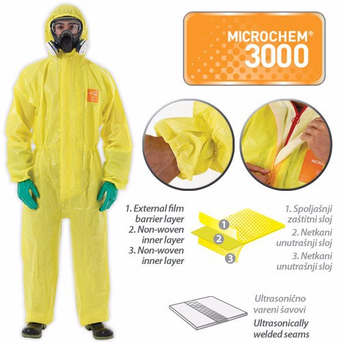 Mẫu quần áo bảo hộ chống hóa chất Microhem 3000